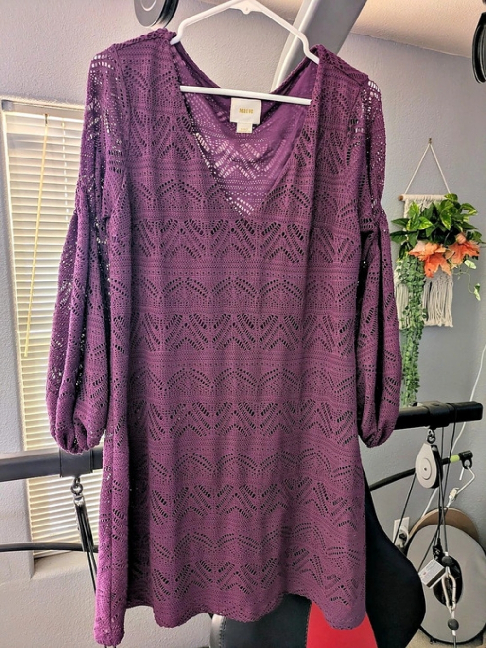 Maeve Purple Geometric Lace Dress Size Small